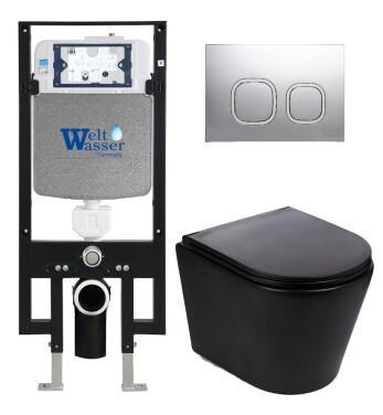 Унитаз с инсталляцией WeltWasser AMBERG 497 + SALZBACH 043 MT-BL + AMBERG RD-MT CR