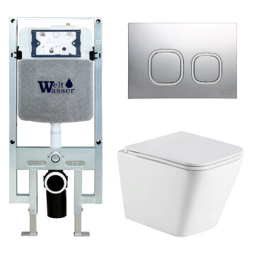 Унитаз с инсталляцией WeltWasser AMBERG 497 ST + GELBACH 043 GL-WT + AMBERG RD-CR