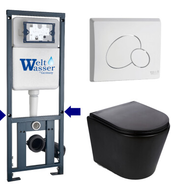 Унитаз с инсталляцией WeltWasser MARBERG 410 + SALZBACH 043 MT-BL + MAR 410 RD GL-WT