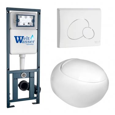 Комплект Weltwasser 10000010720 подвесной унитаз Jeckenbach 004 GL-WT + инсталляция Marberg 410 + кнопка MAR 410 RD GL-WT