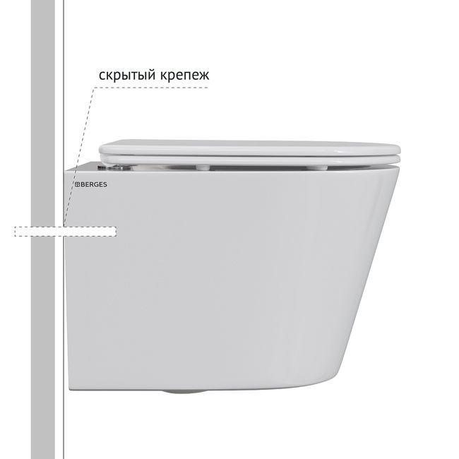 BERGES VITA Rimless 49 см, сиденье дюропласт, микролифт, быстросьем