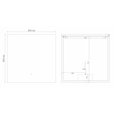 Grossman PRAGMA-норма BLACK (800*800*45) LED с сенсорным выключателем и подогревом