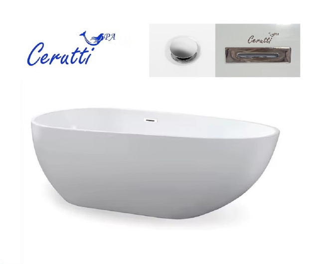 Ceruttispa MIMI160 (1600x750x560) отдельностоящая, белая, со сливом-переливом