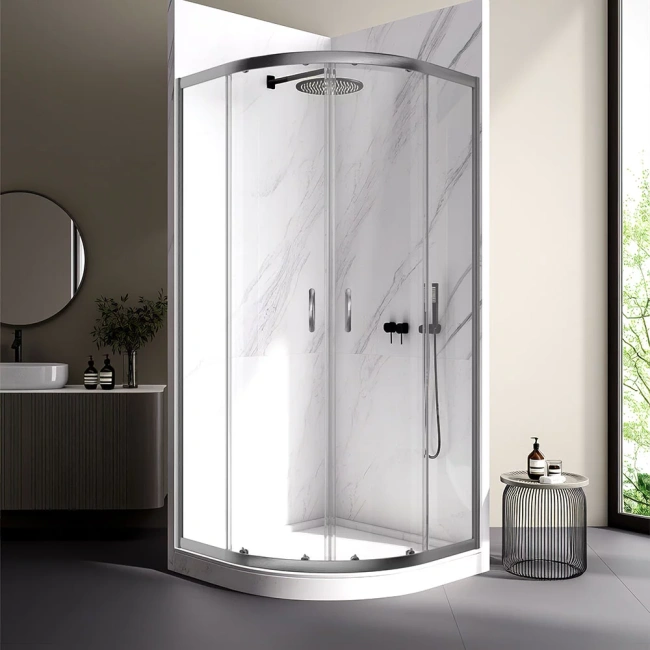 Veconi Rovigo RV-202GR, 800x800x1900, брашированный графит, прозрачное стекло