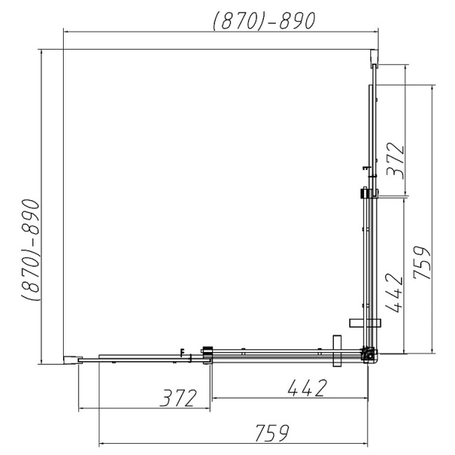 Vincea Dice 90x90 VSS-4D900CL профиль Хром стекло прозрачное без поддона