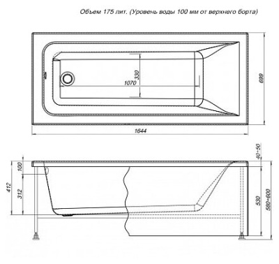 Aquanet Bright 165x70 (с каркасом)