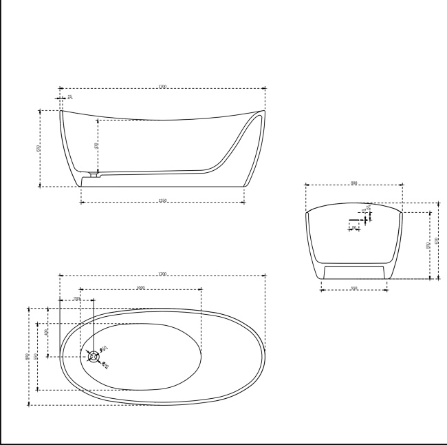 Vincea VBT-6S03MW, 1700*800*630, белый мат., слив-перелив в комплекте