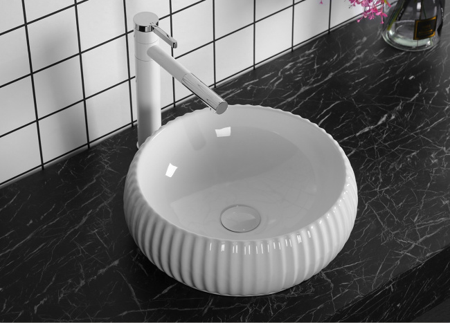 Ceruttispa CR0007 накладная, белая, круглая, ребристая 405х405х130