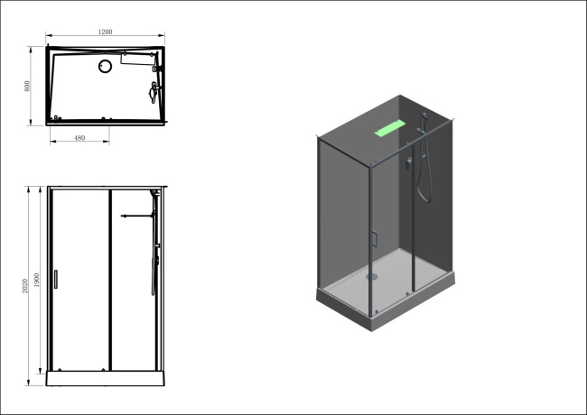 Aquanet Passion EVO 120R Black 120x80