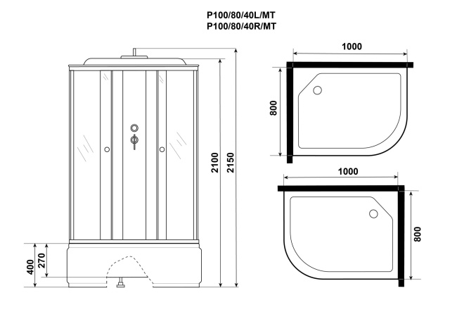Niagara Promo P100/80/40L/MT (1000х800х2150) 4 места