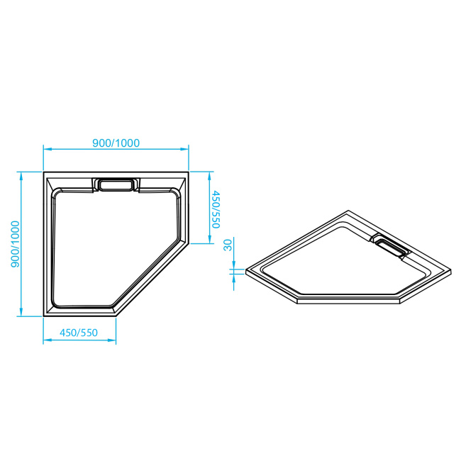 RGW STA-61 Белый/Трапеция/90*90*3 (сифон приобретается отдельно)