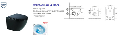 Унитаз с инсталляцией WeltWasser AMBERG 497+MERZBACH 041 XL MT-BL+AMBERG RD-BL черный матовый/кнопка черная матовая-хром