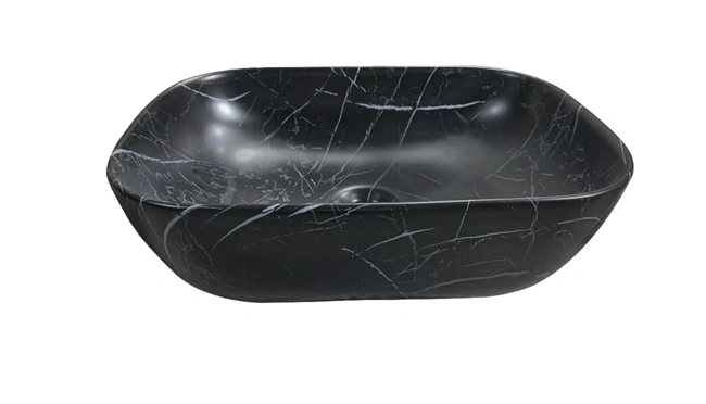 Ceruttispa CR8215MMB накладная, мрамор матовый черный, прямоугольная 455х320х135