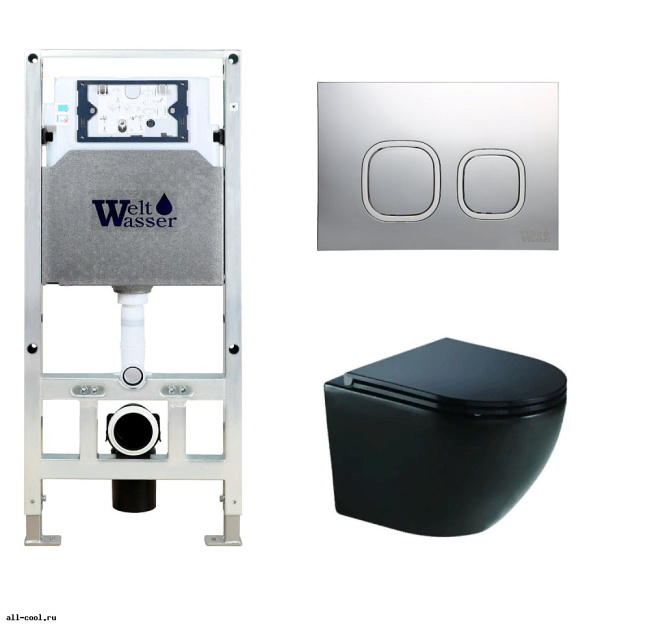 Унитаз с инсталляцией WeltWasser AMBERG 506 ST + MERZBACH 043 GL-BL + AMBERG RD-CR