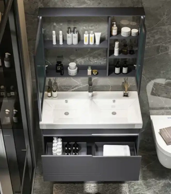 Ceruttispa OGLIO 120 тумба 1205х460х510 с зеркалом и двойной раковиной, сифоном и двойным сливным шлангом