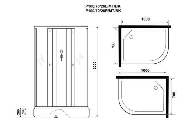 Niagara Promo P100/70/26L/MT/BK (1000х700х2000) 4 места