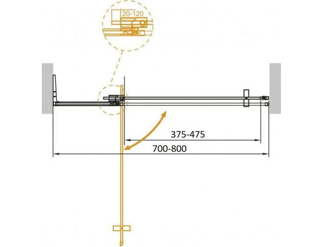 Cezares Slider (SLIDER-B-1-70/80-BR-Cr) профиль хром/стекло бронзовое