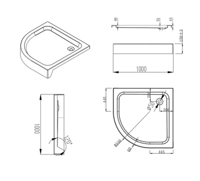 Esbano ESD-7025B 100*100*200 L/R с поддоном
