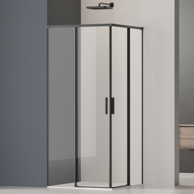 Vincea Soft 2 VSS-3SO2800CLB, 800*800, черный, стекло прозрачное