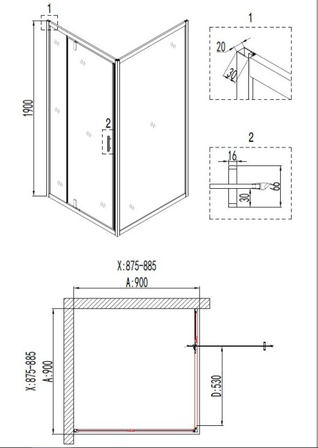 Niagara Nova NG-6801-08 BLACK 90x90 без поддона