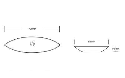 Ceruttispa CR7093A накладная, белая, лодочка 700х375х140