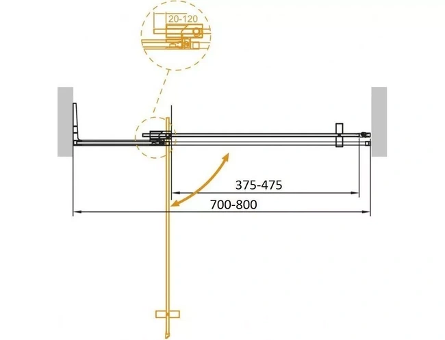 Cezares Slider (SLIDER-B-1-70/80-BR-Cr) профиль хром/стекло бронзовое