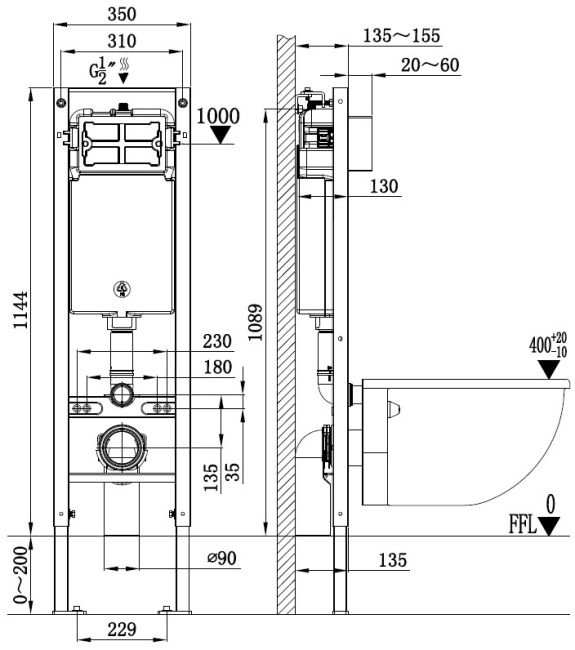 WELTWASSER WW AMBERG 350 WT 10000012282 кнопка белая/хром