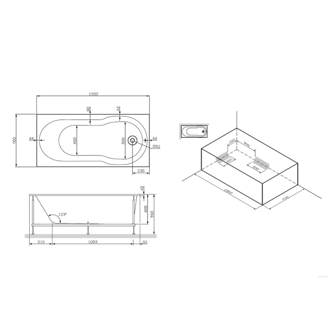 Am.Pm X-Joy W88A-150-070W-A, 150x70 см
