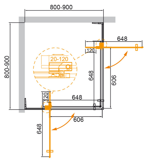 CEZARES SLIDER-A-2-80/90-BR-GM без поддона
