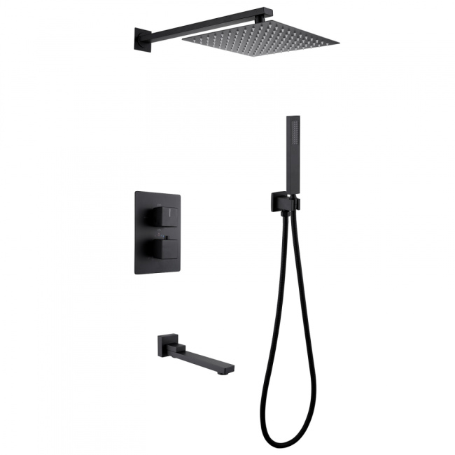 Abber Daheim AF8250B скрытого монтажа с изливом, термостат, черная матовая