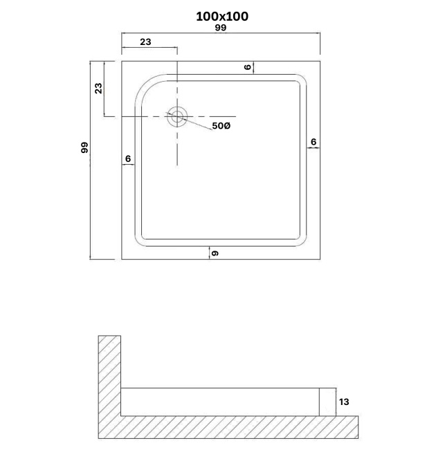 Niagara NG-P1010-14Q (100х100х13) квадрат,1 место