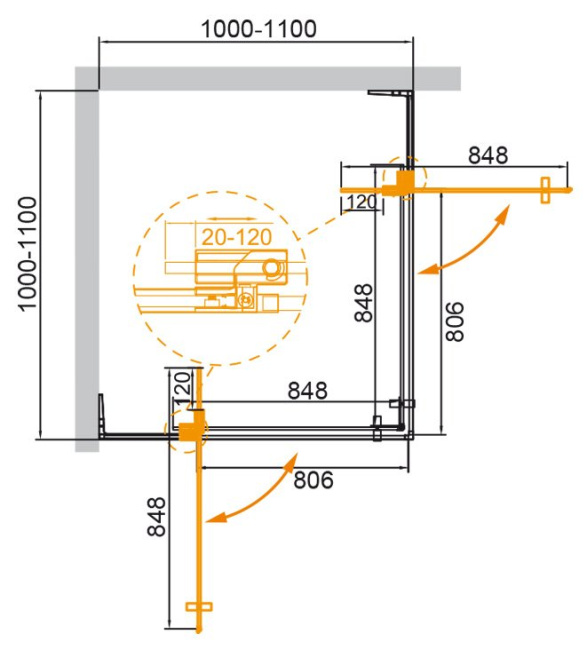 CEZARES SLIDER-A-2-100/110-C-NERO без поддона